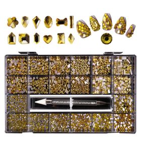 21 Grid Manicure Jewelry Boxed Glass Special-shaped Belt Diamond Pen (Option: Lemon yellow)