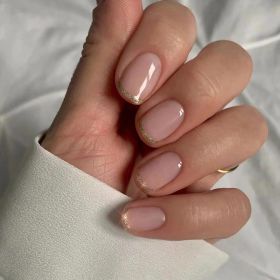 Mid-Length Press On False Nails Gradient Easy Wear Franch Reusable Natural (Option: JP1955)