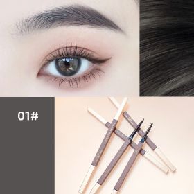 Automatic Rotary Sketch Waterproof And Non Smudging Extremely Thin Double Headed Eyebrow Pencil (Option: 01Black)