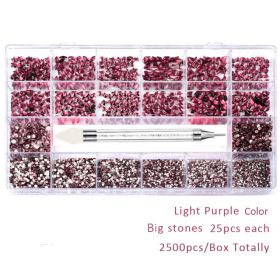 21 Grid Manicure Jewelry Boxed Glass Special-shaped Belt Diamond Pen (Option: Light Purple)