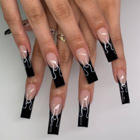 Black French Flame Wear Nail Finished Product (Option: LF 1396 Jelly Glue)