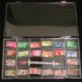 21 Grid Manicure Jewelry Boxed Glass Special-shaped Belt Diamond Pen (Option: Fluorescent)