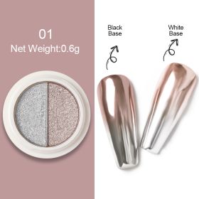 Nail Enhancement Solid Two-color Tuhao Gold Magic Mirror Powder (Option: 1 Style)