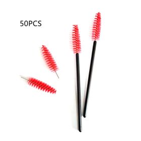 Rigui Makeup Eyelash Brush Beauty Tools (Option: Red-50PCS)