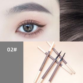 Automatic Rotary Sketch Waterproof And Non Smudging Extremely Thin Double Headed Eyebrow Pencil (Option: 02Smoke grey)