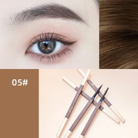 Automatic Rotary Sketch Waterproof And Non Smudging Extremely Thin Double Headed Eyebrow Pencil (Option: 05milk tea)