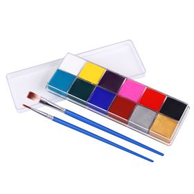 12 Color Face Color Water Soluble Body Painting Pigment Cosmetic Plate (Option: Style A)