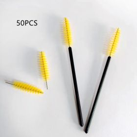 Rigui Makeup Eyelash Brush Beauty Tools (Option: Yellow-50PCS)