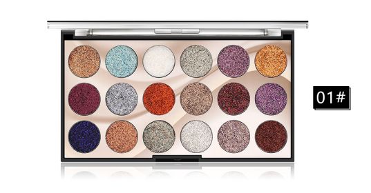 18 Color Sequins Glitter Powder Stage Eye Makeup Pearl Shadow Plate (Option: M1)